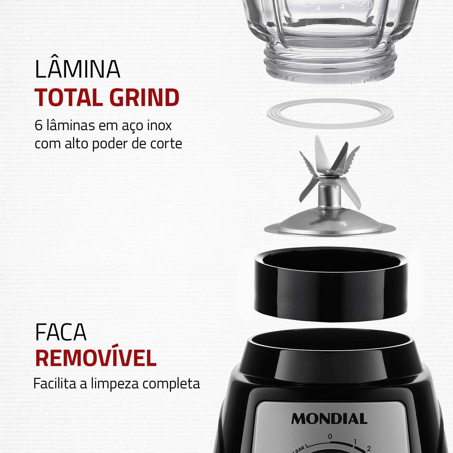 Liquidificador Mondial Turbo Glass Jarra de Vidro - L-1400GI Liquidificador Mondial Turbo Glass Jarra de Vidro - L-1400GI