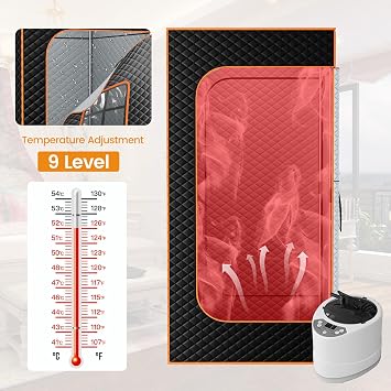 Steam Sauna 1200W/3L, Remote/Timer, Chair+Mat, Deep Sweat+Relax 90×90×180cm