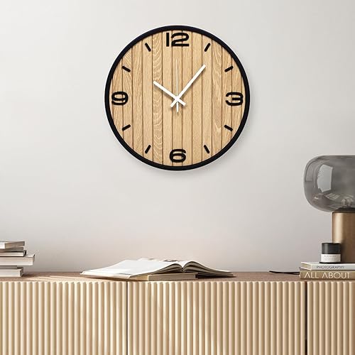 Miniatura 4 de Reloj de pared redondo de 8 pulgadas, funciona con pilas, de cuarzo, sin tictac, para apartamento, sala de estar, dormitorio, pasillo, aula, fácil