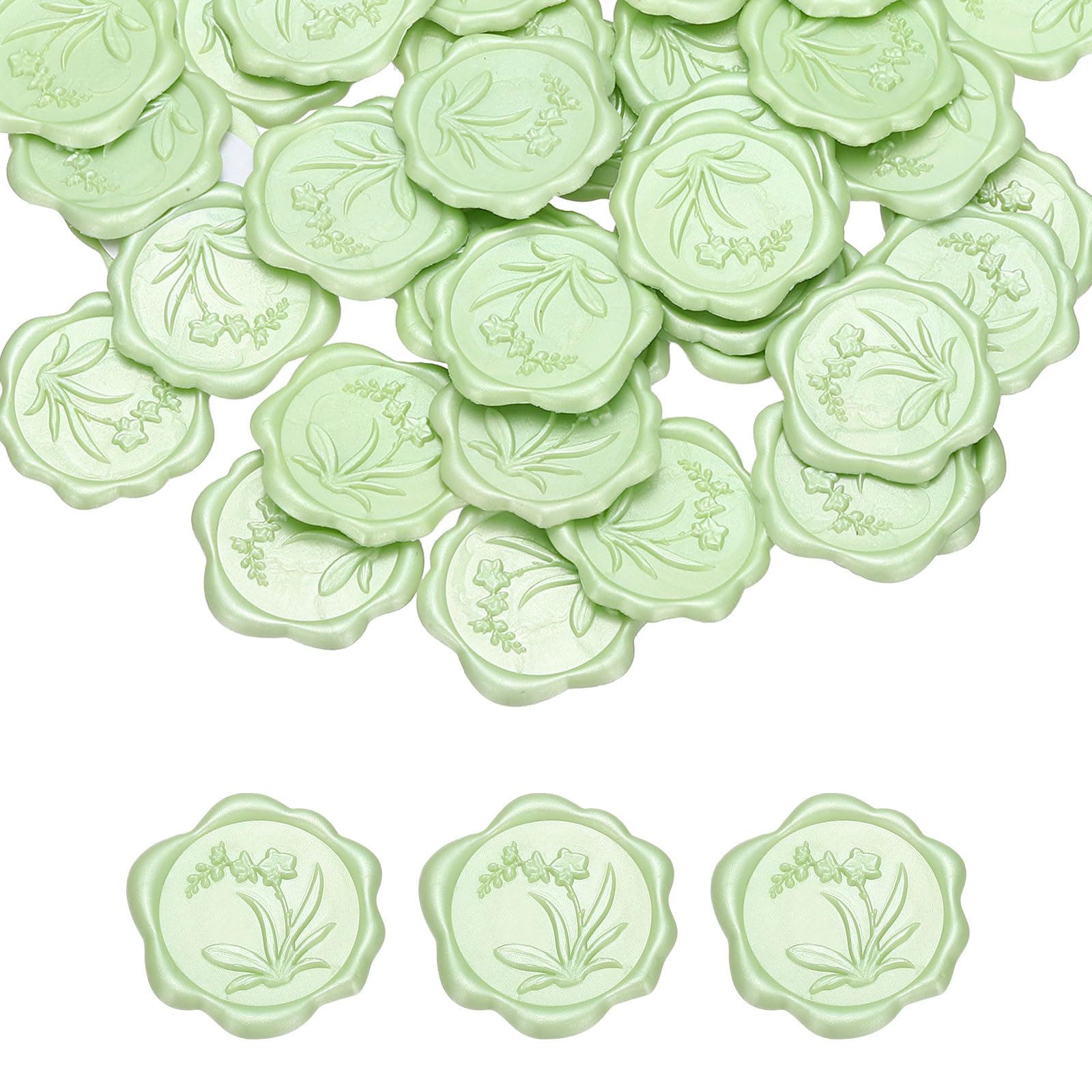 PATIKIL Wax Seal Stickers, 100 Pcs Envelope Seal Stickers, Self-Adhesive Wax Stamp Wedding Invitation Accessories for Wedding Party Birthday Gift Wrapping Anniversary, Light Green