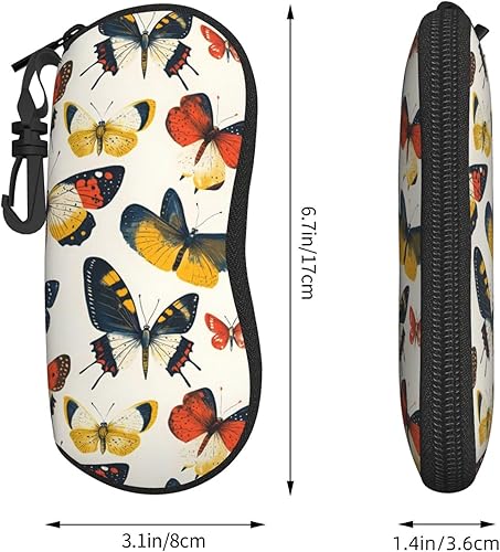 Miniatura 2 de Glasses Case - Colorful Butterflies 1 Print Sunglasses Case Soft Slim Lightweight Neoprene Zipper Glasses Organizer For Women Men