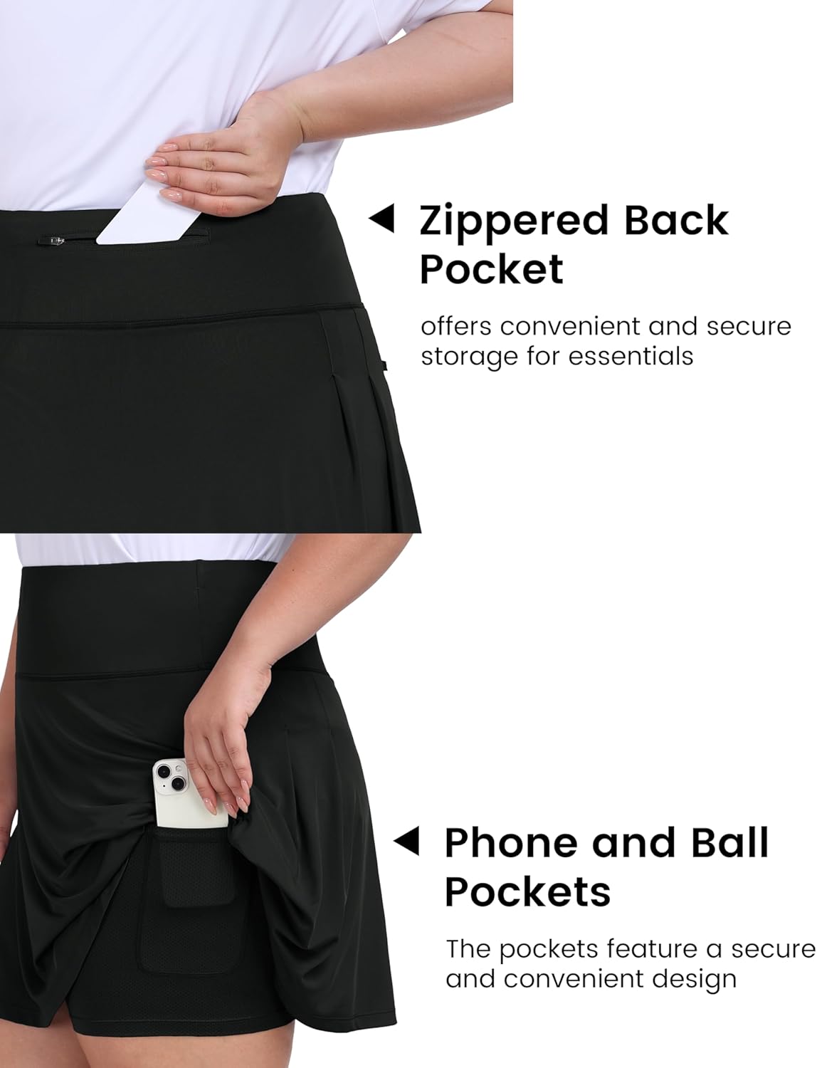 MoFiz Plus Size 20" Knee Length Skorts Skirts for Women Golf Tennis Skort High Waisted Athletic Skirt for Summer Casual