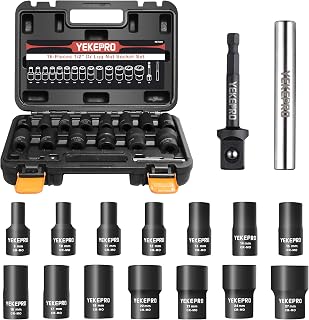 16PCS Bolt Extractor Set, 1/2" Drive Impact Twist Socket Set, Stripped Bolt Extractor for Removing Damaged, Frozen, Rusted, Rounded-Off Bolts, Nuts & Screws, Cr-Mo Steel