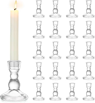 Glass Candle Holder Taper Candle 20 Clear Candle Holders for Taper