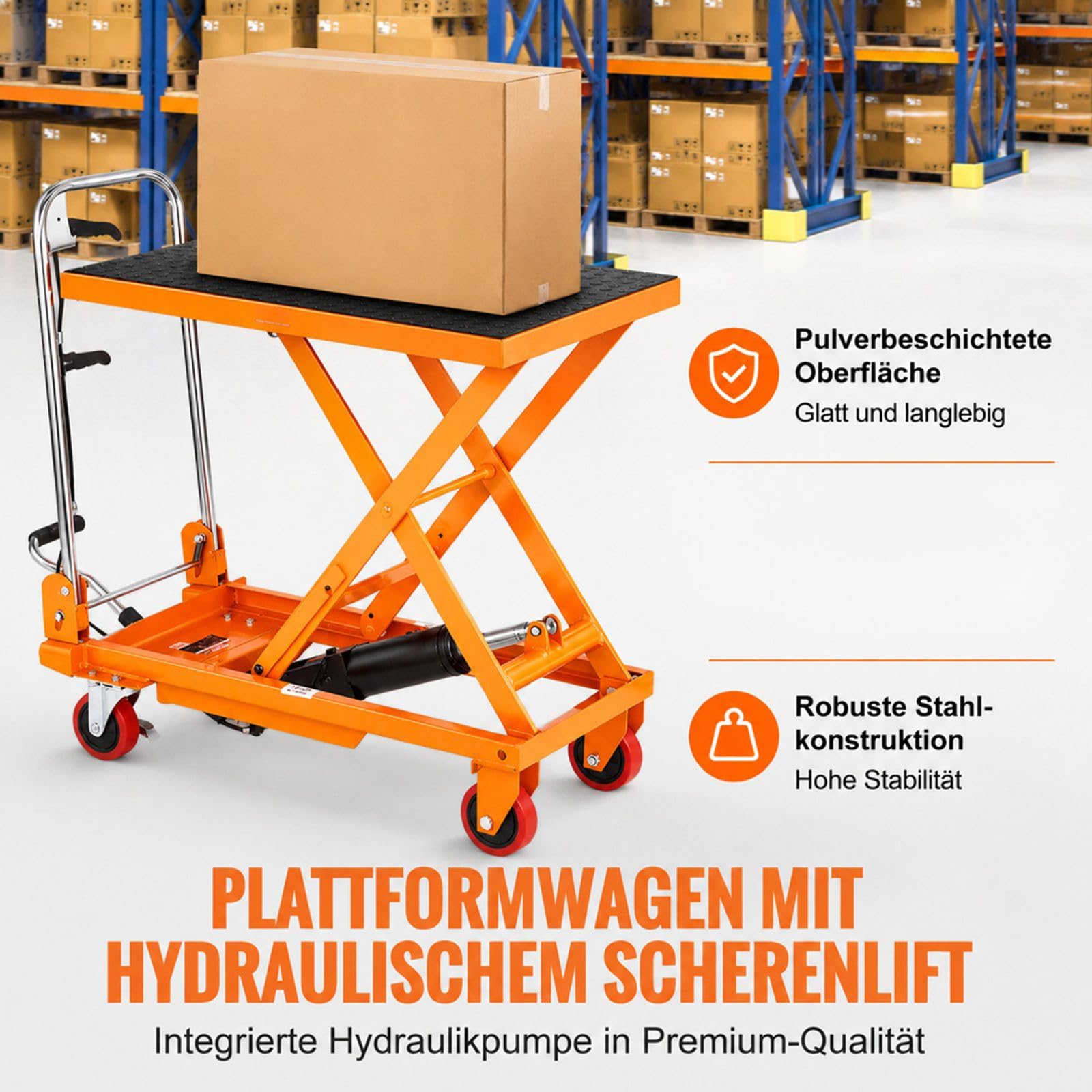 Hydraulischer Hubtischwagen mit manueller Einzelschere für Materialtransport