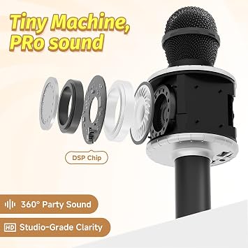 Fede Microphone for Kids Adults, Wireless Bluetooth Microphone with Flashing Colorful LED Lights Portable Speaker Karaoke Machine, Home KTV Player Support Android & iOS Devices for Party Singing