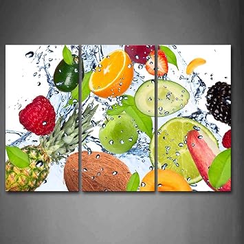 Colorful Various Fruit with Splash Water Wall Art Painting The Picture Print On Canvas Food Pictures for Home Decor Decoration Gift