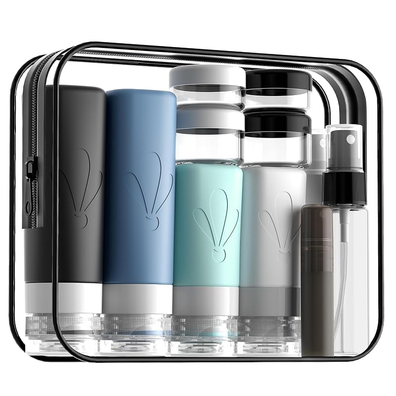 INSFIT Conjunto com 17 frascos e acessórios de viagem para produtos de higiene, silicone, 3 oz e 2 oz
