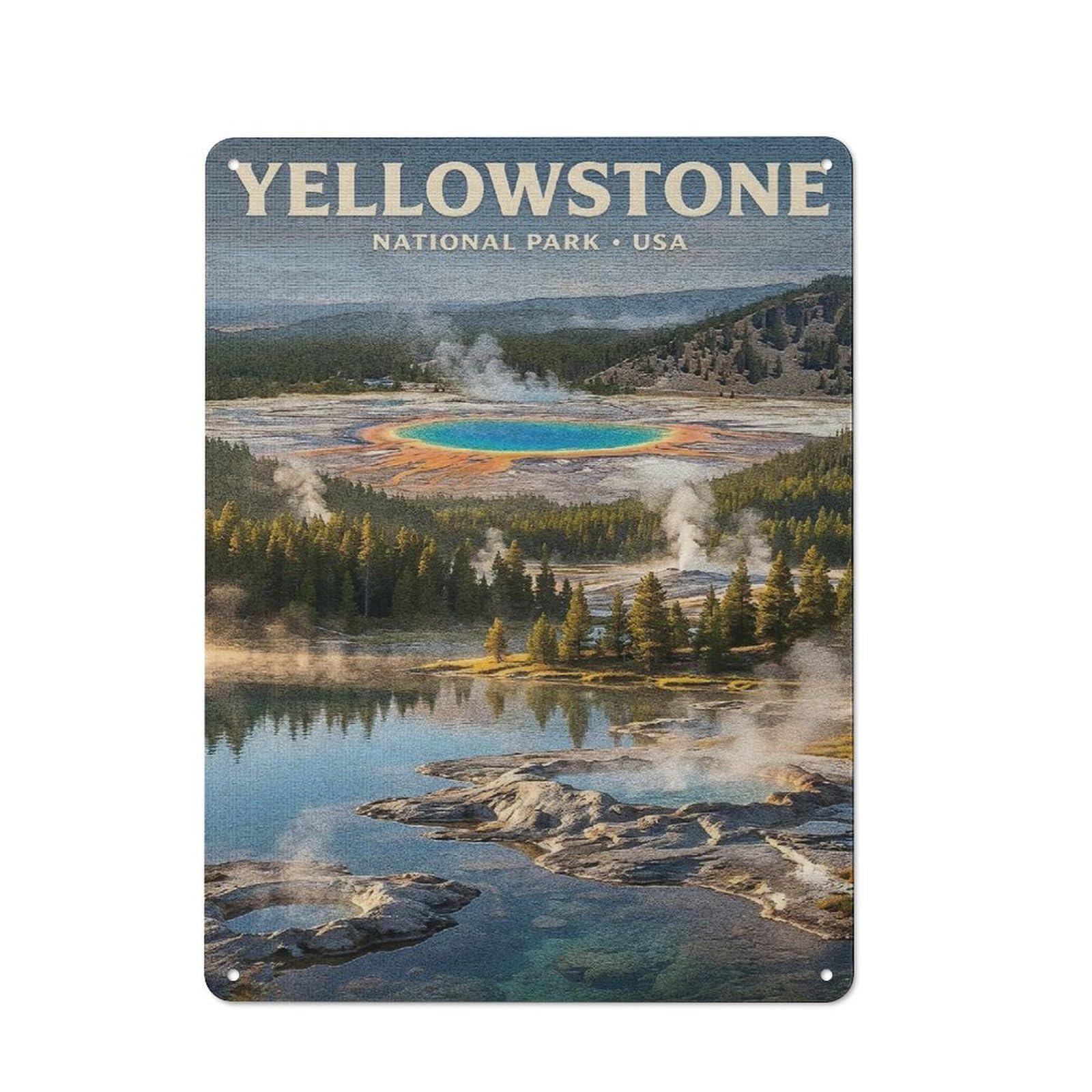Junmoney Style-4 Yellowstone National Park Vintage Travel Vintage Metal Wall Decor 40X30cm, Tin Sign For Cafe, Pub, Workshop Or Home Bar, Small Accent For Blank Walls