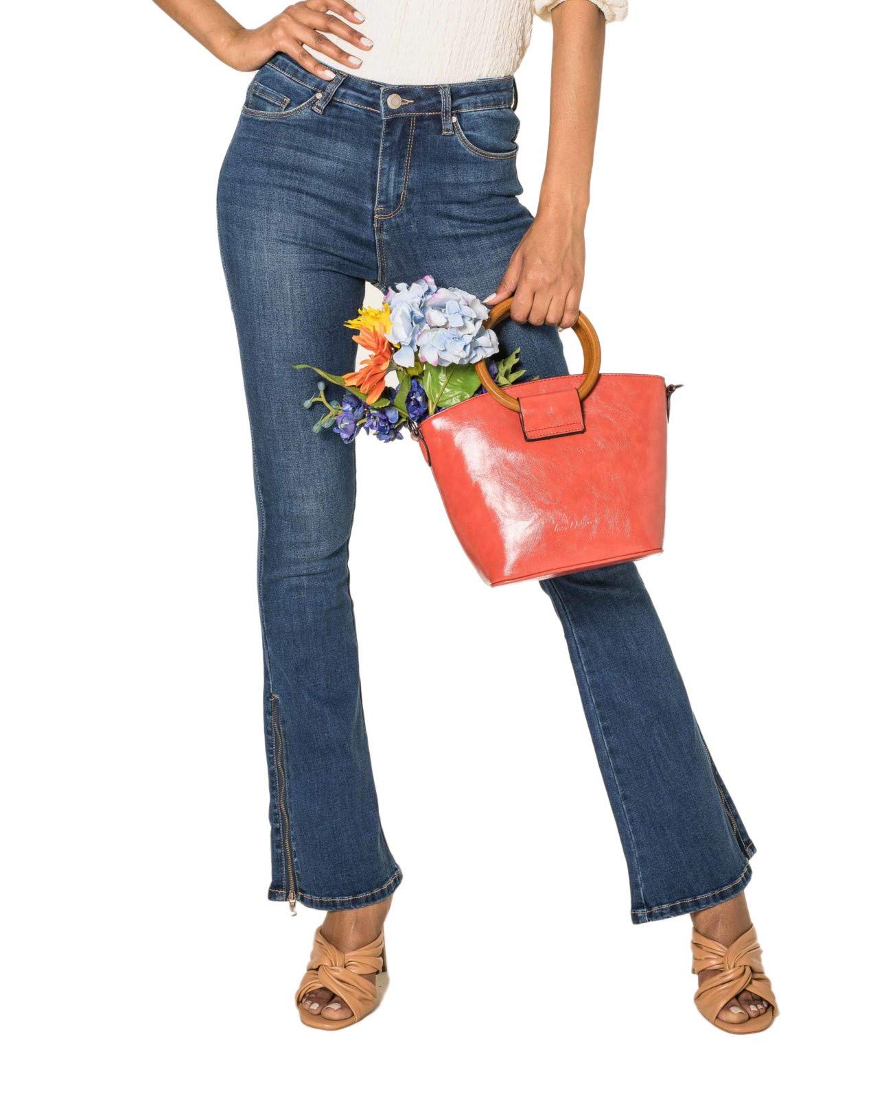 Nina Carter P151 Jeans da donna Flared Bootcut zip look usato jeans svasati