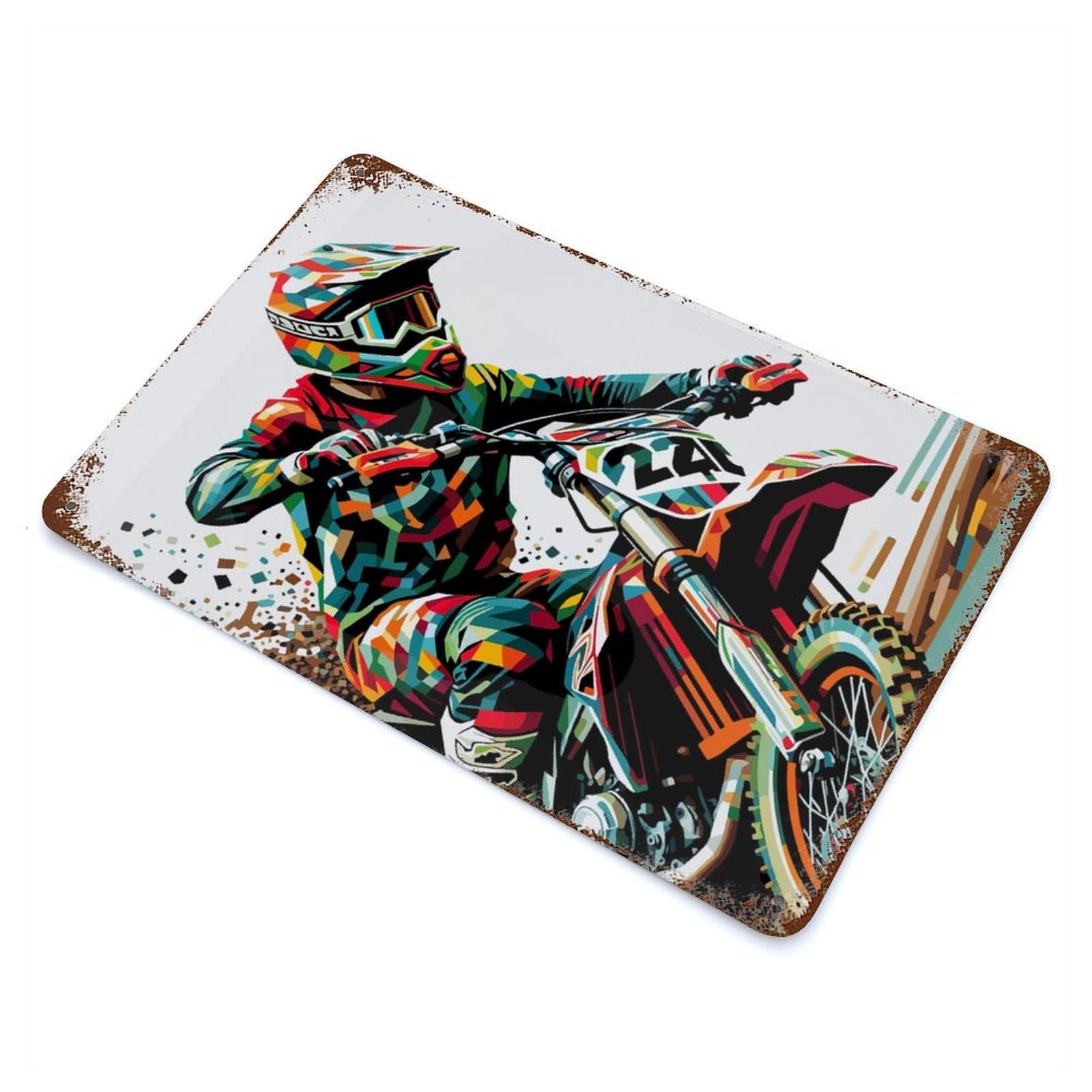 Motocross Wpap Pop Art Decorative Tin Sign 11.8"x7.9", Old School Wall Decor for Garage, Pub Or Kitchen