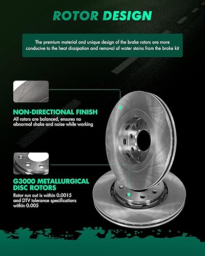 Miniatura 361 de SCITOO Juego de 2 frenos de freno ranurados traseros para Chrysler Town & Country, 08-16 para Dodge Grand Caravan, 09-13 para Dodge Journey, 12-15