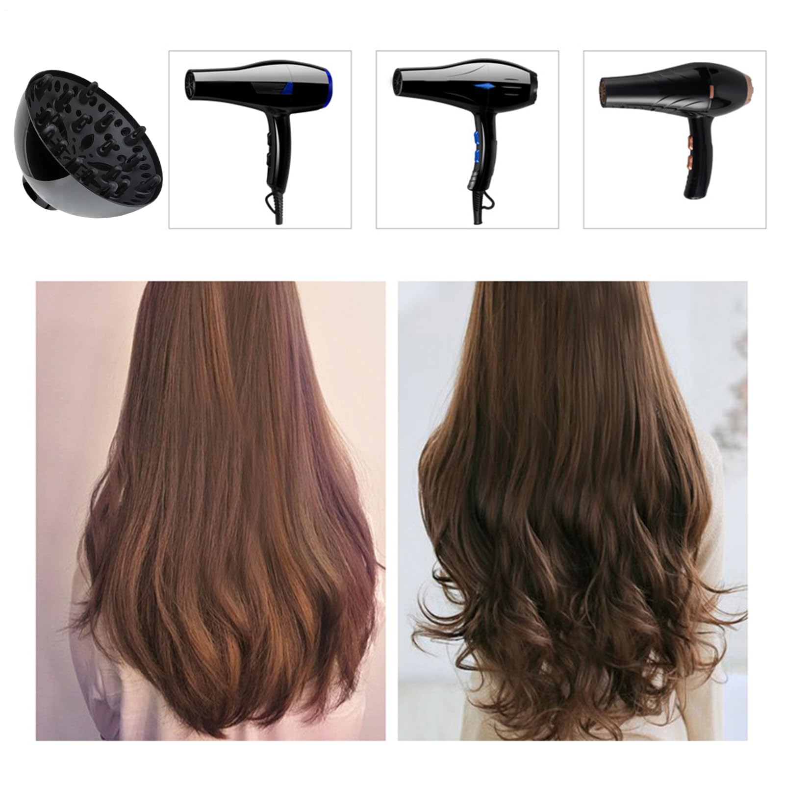 Accesorio de Peine para secador de Pelo, Boquilla Universal Tradicional Profesional para secador de Pelo, Peine para peinar, soplar, lacio y Grueso, se Adapta a secadores de Pelo de 4,3 a 4,5