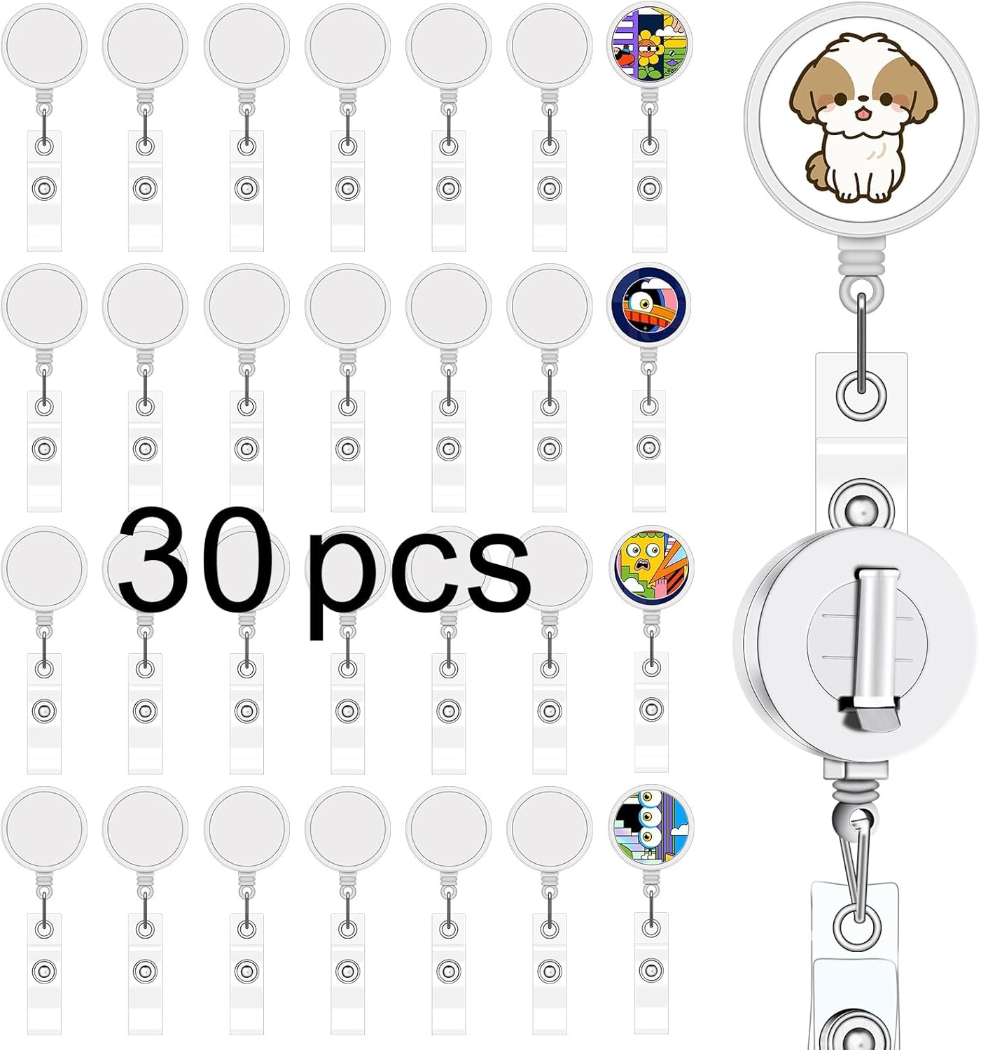30 Pcs sublimation badge reels Blank，diy badge reel kit sublimation id