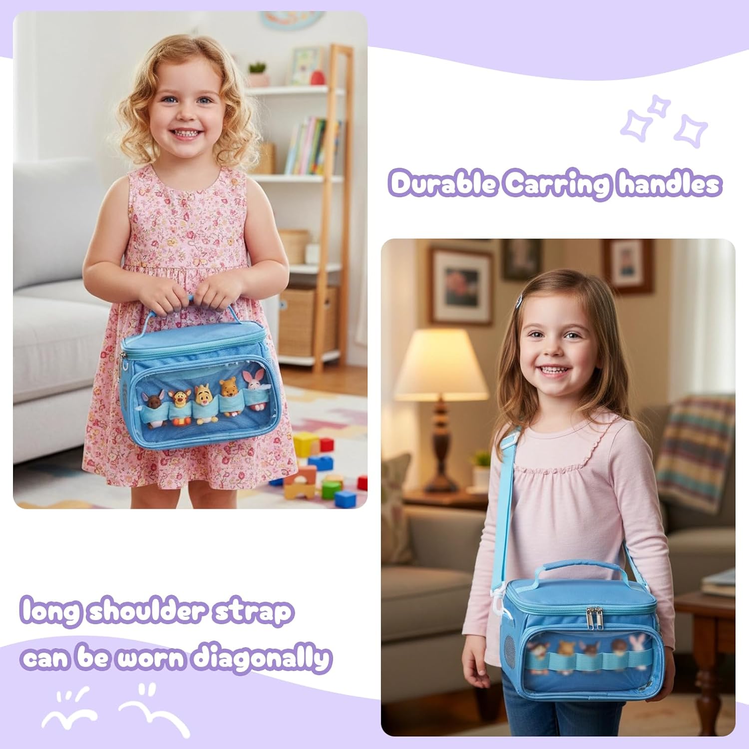 Anycosy Carrying Case for Toniebox Starter Storage Bag for Tonies Figures Characters Headphones and Charging Station Portable Storage Bag with Shoulder Strap and Handle Bar (Blue) - Image 5