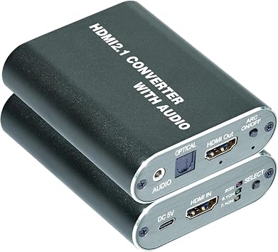 8K HDMI Audio Extractor,HDMI Audio Converter with Optical SPDIF Audio Output,Supports ARC,LPCM 5.1,LPCM 7.1,HDCP 2.3,PCM 2CH,Dolby and DTS All Formats Black 101EA