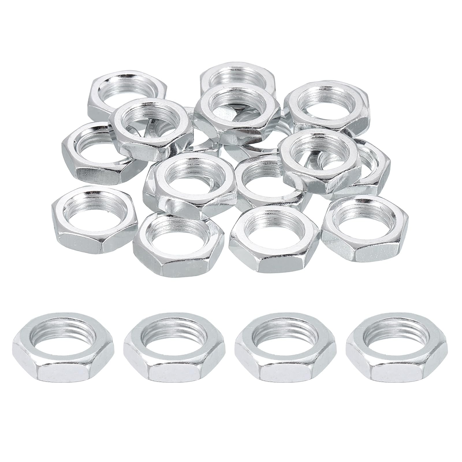 PATIKIL M12x1.25x5mm Steel Hex Nuts, 25Pcs Metric Fine Thread Carbon Steel Zinc Plated Finished Hardware Screw Nuts Fasteners for Machinery Manufacturing, Industrial Use, 17mm Width โ image 1