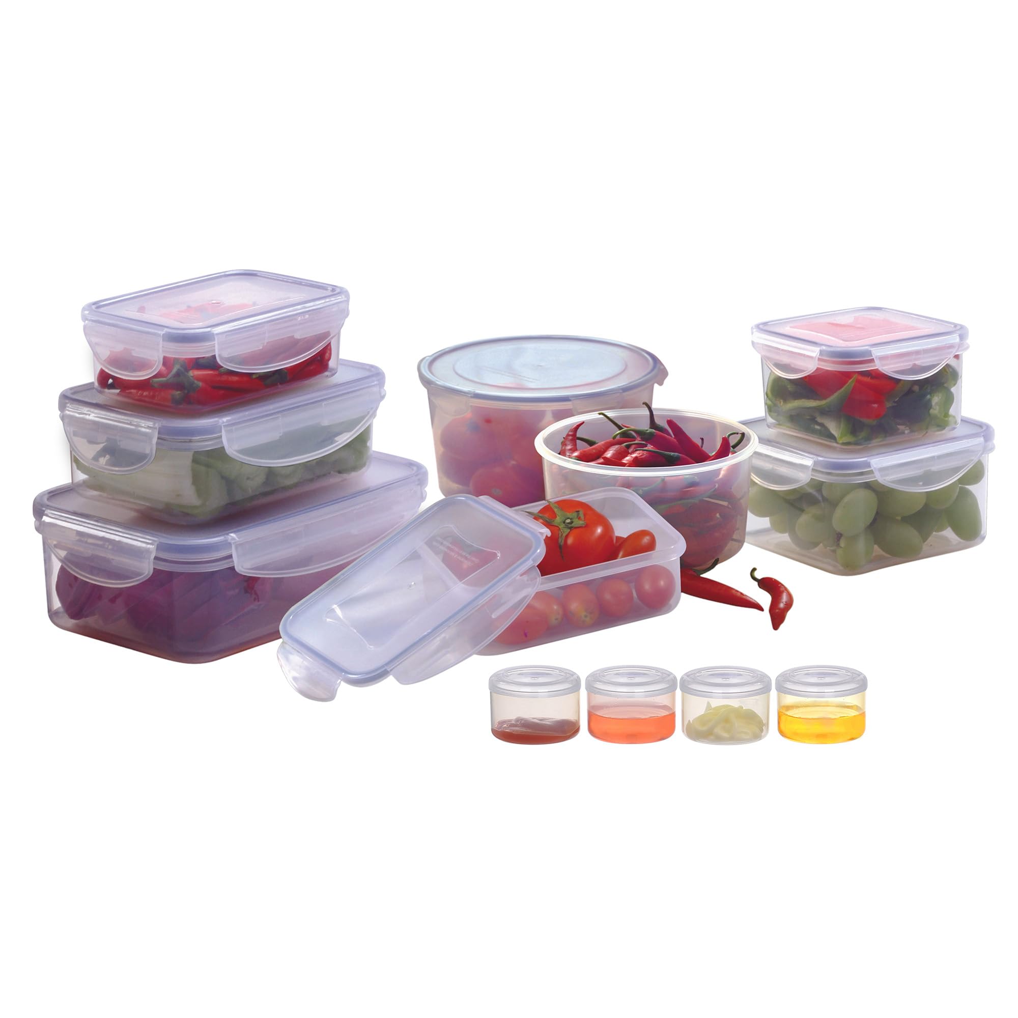 PRAKI Set di contenitori ermetici per alimenti, 12 contenitori per alimenti secchi in plastica senza BPA, per organizzare e conservare la dispensa, cereali, farina e zucchero