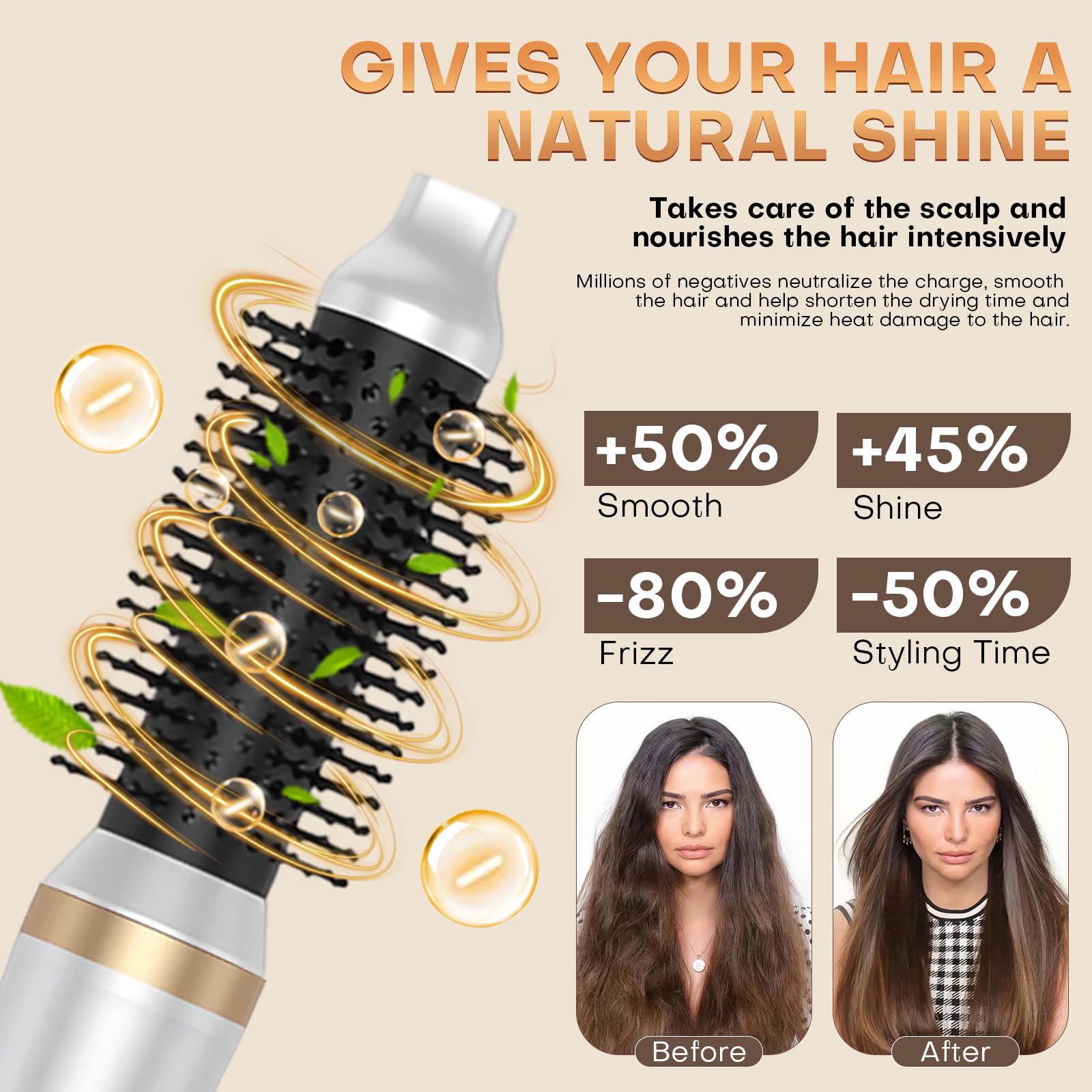 5 in 1 Hair Dryer Brush, 1000W Air Styler Set with Hair Dryer, Volumizing Straightening Brush and Curling Iron, 3 Temperatures and Speeds for Drying Straightening and Curling