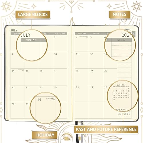 Miniatura 3 de Agenda 2022-2023 Agenda semanal y mensual para 18 meses, 2022 x 2023, julio 2022 a diciembre 2023, 5.75 x 8.25 pulgadas, cuero sintético suave con