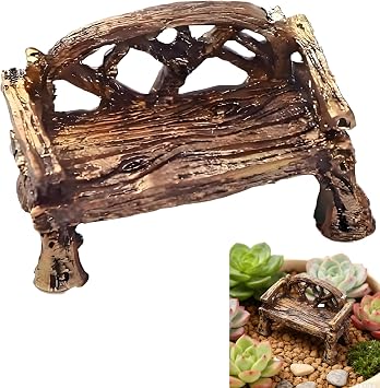 Miniature Resin Garden Bench, Fairy Village Dollhouse Accessory, Fairy Garden Furniture Ornaments