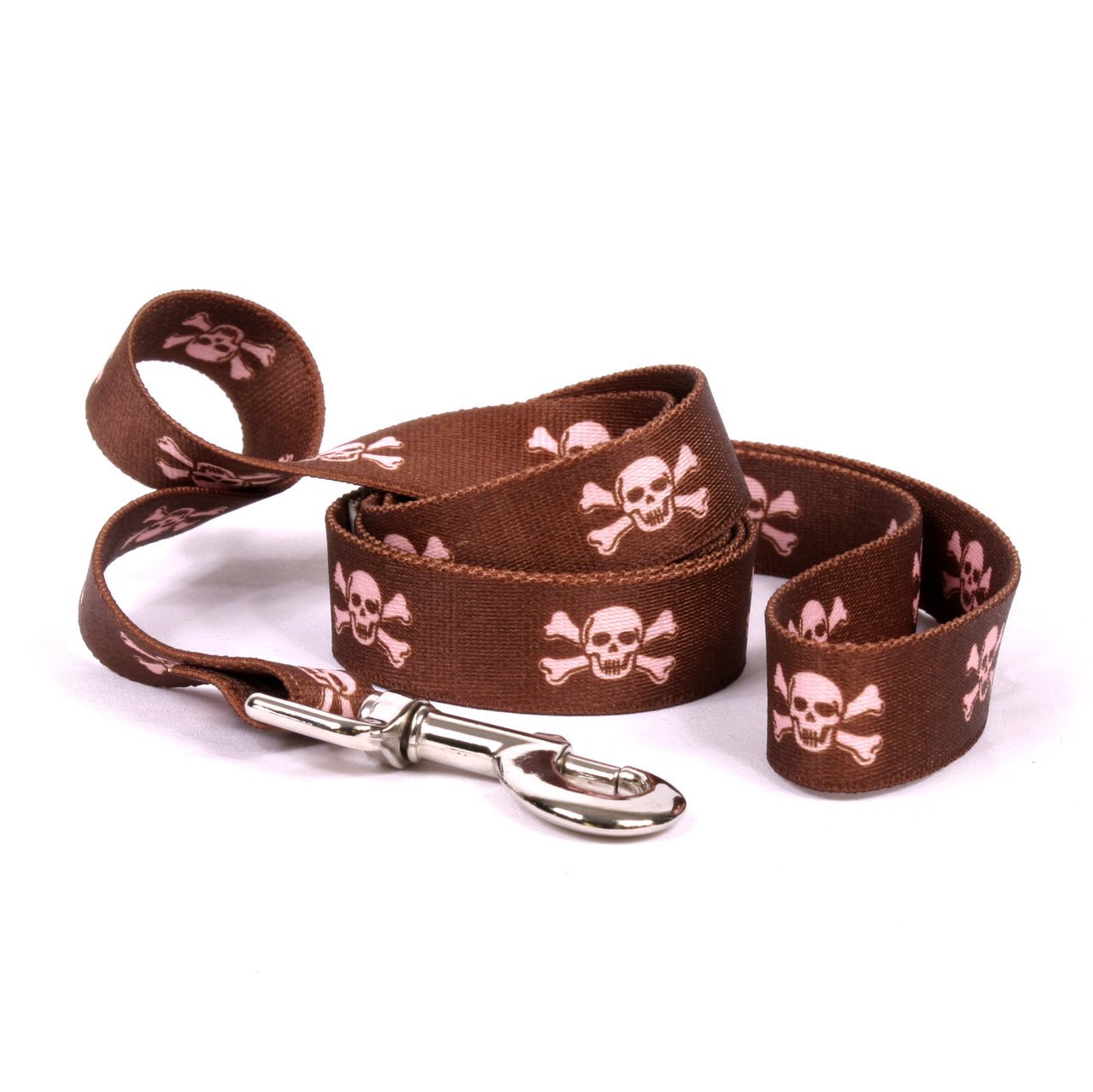 Yellow Dog Design Standard Lead, Brown/Pink Skulls 3/4" x 60" (5 ft.)