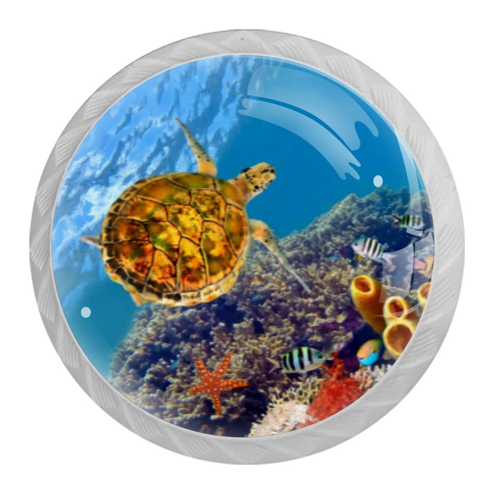Tqmspg 4 Pieces Drawer Pulls Sea Turtle Door Knobs Dresser Handles for Kitchen Wardrobe Cupboard Hardware Furniture