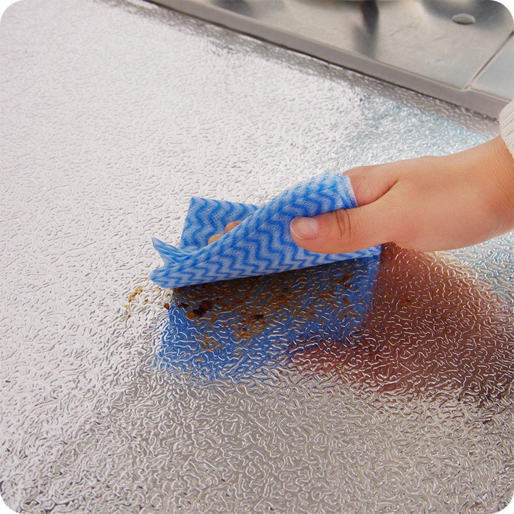 Skyzone Kitchen Oil-Proof Aluminum Foil Sticker Wall Desk Floor Waterproof DIY Home Furniture Decorate Foil Style Wallpaper (2m) 4