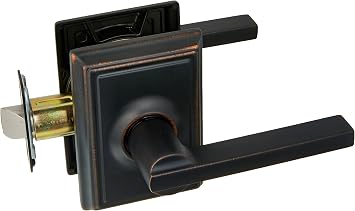 Schlage F10-LAT-ADD Latitude Reversible Passage Door Leverset with Addison Rose, Aged Bronze
