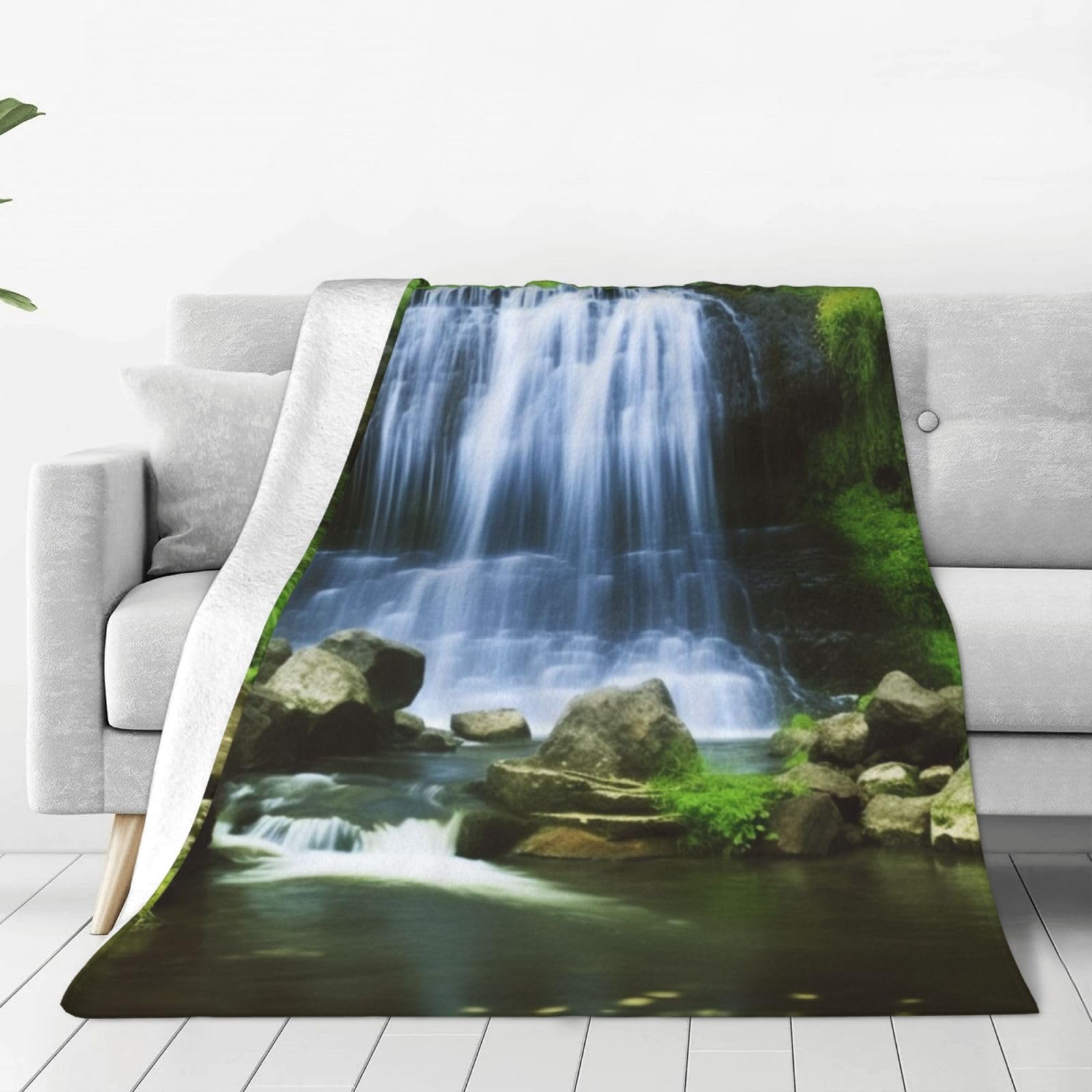 Couverture en micro polaire motif cascade imprimée plaid canapé lit 127x152cm