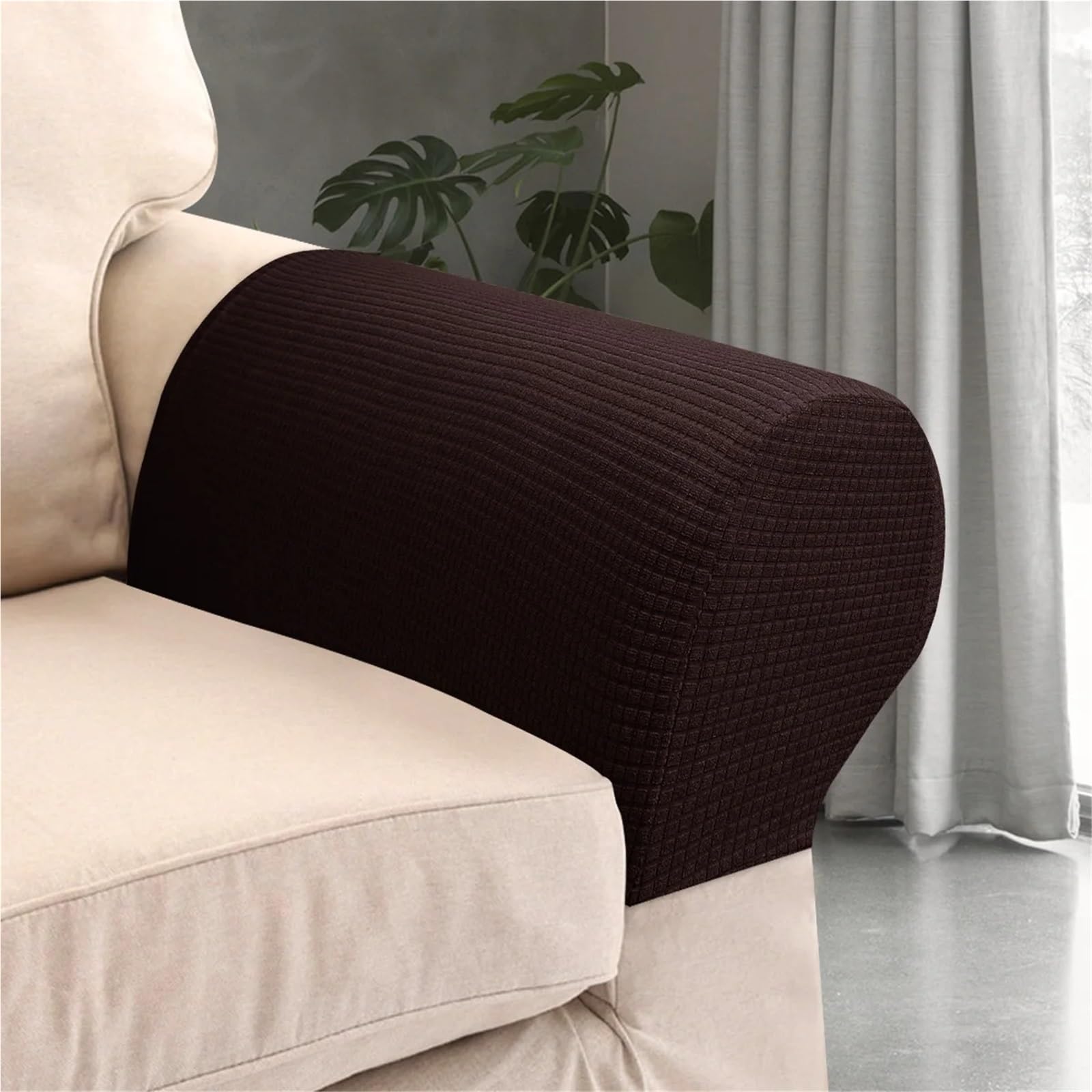 Removable Sofa Armrestors 4 Pack Multicolor 21.7x9.7x5.7 in(Dark Beige)