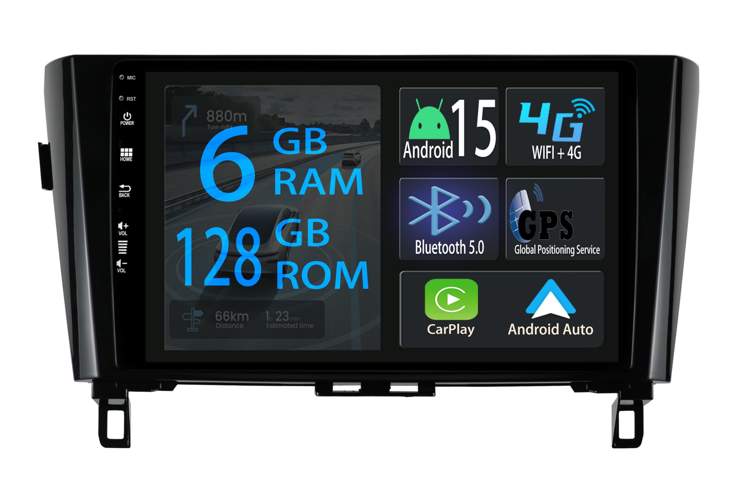 [6+128GB] Keconsing 10.1" Android 14 Autoradio for Nissan Rogue X-Trail Xtrail Qashqai 2014 2015 2016 2017 2018 Radio Stereo Carplay Wireless Car Play GPS Navi Screen Bluetooth Navigation Player