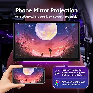 15.6 Inch 4K Android 11.0 Multifunction Car TV Back Seat, 5G WiFi Headrest Monitor Tablet Touch Screen 1080P Bluetooth/USB/SD/HDMI in+Out/FM/Mirror Link/Airplay Video Player (2Ram 32Rom(2Monitors))