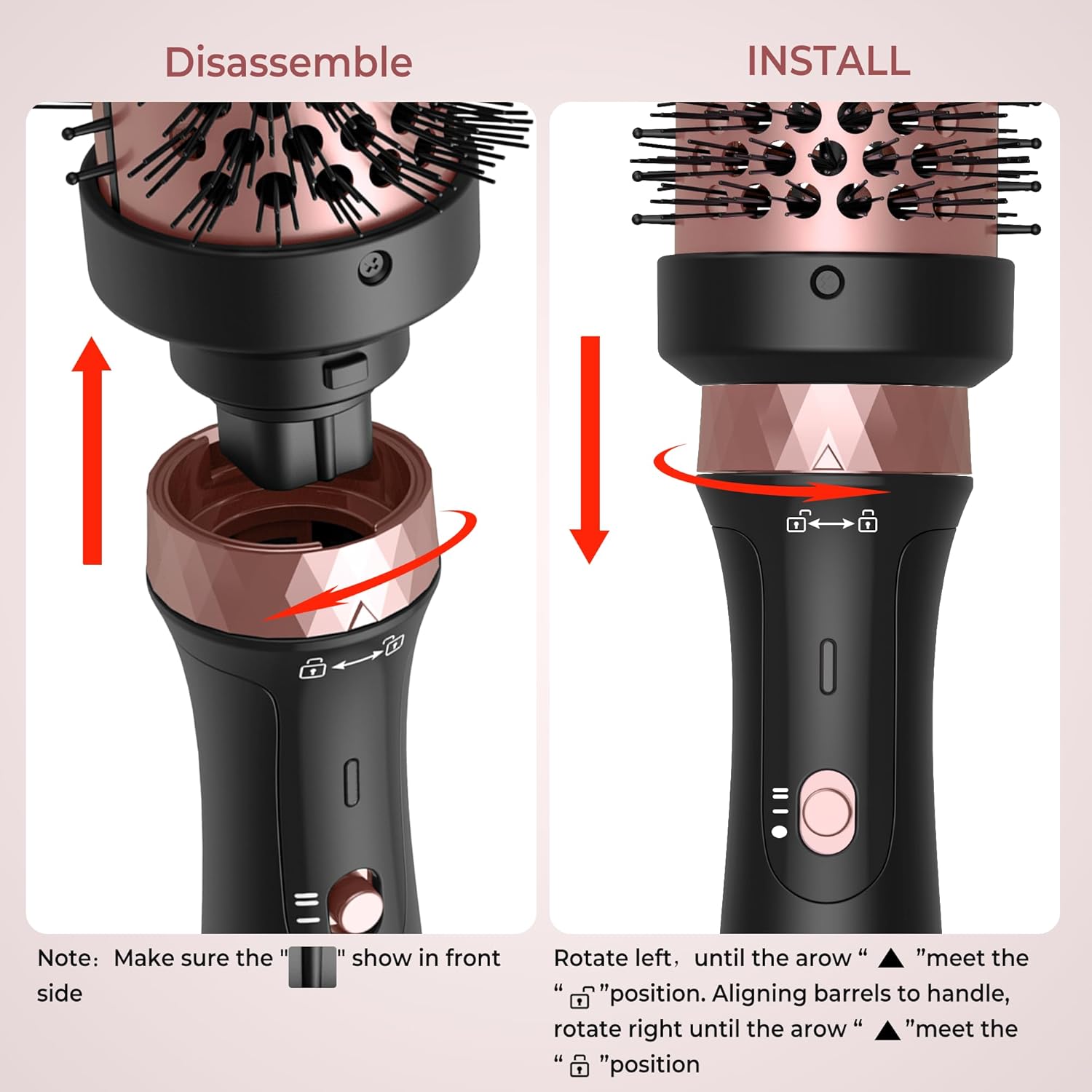 3 in 1 Thermal Brush, 3 Temp Up to 410°C Curling Curling Iron, 1.25/1.5/1.75" Detachable Thermal Round, Ceramic Tourmaline Heater, 110-220V Travel Heated Round Hair Styling Tools