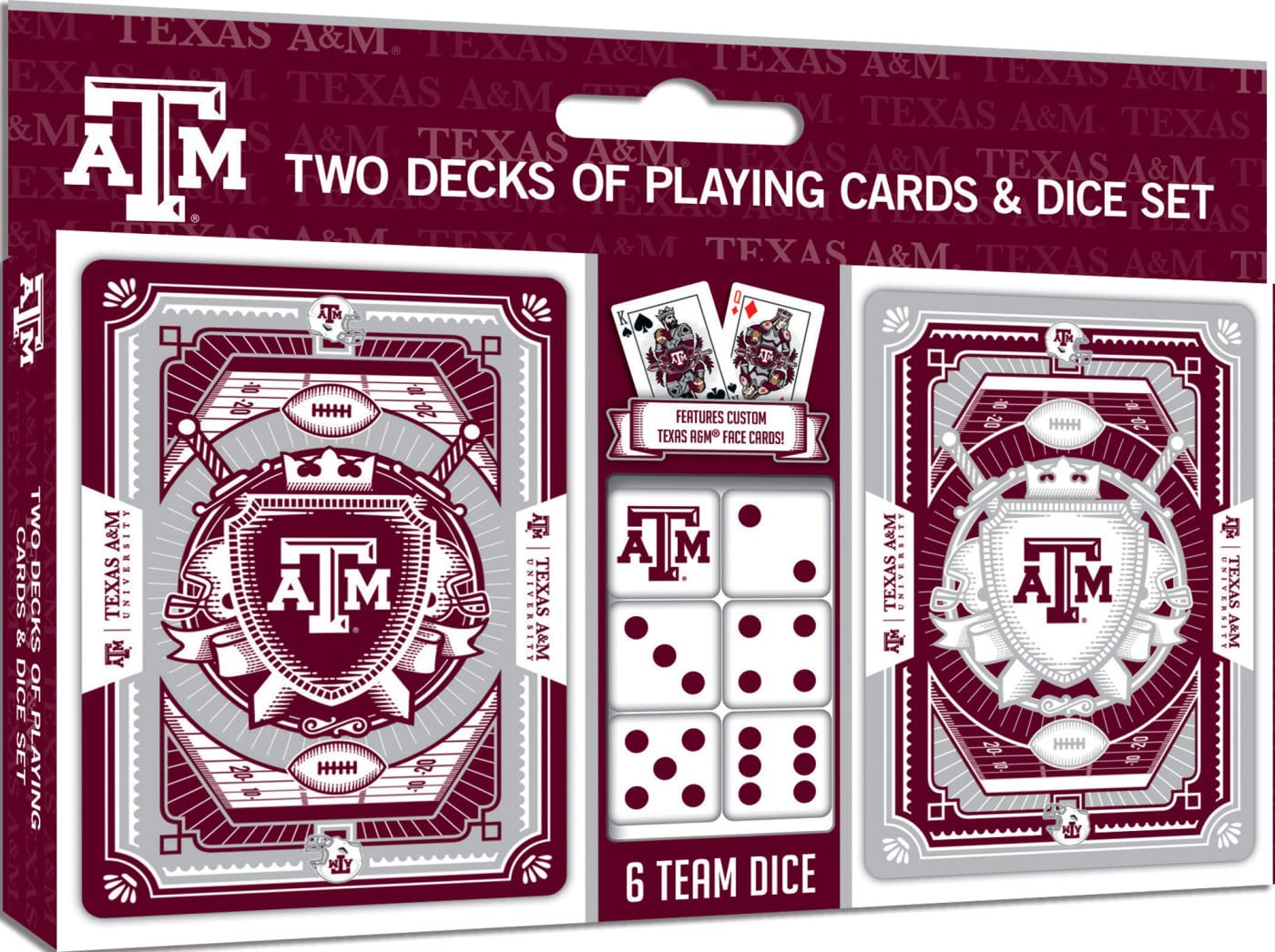 MasterPieces Game Day - NCAA Texas A&amp;M Aggies 2-Pack Playing Cards &amp; Dice Pack - Officially Licensed Set for Adults and Family
