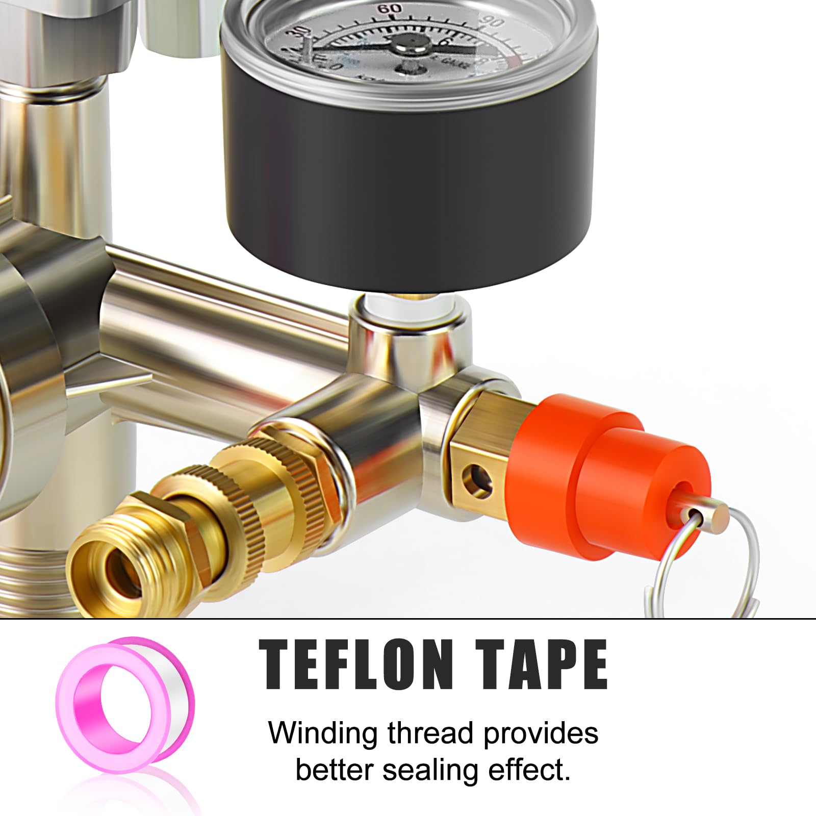 MEANLIN MEASURE Pressostat pour compresseur d'air - Valve de commande 95-125 PSI 110 V-240 V - Pièces de rechange 1 voie avec manomètre 0-180 et régulateur de collecteur