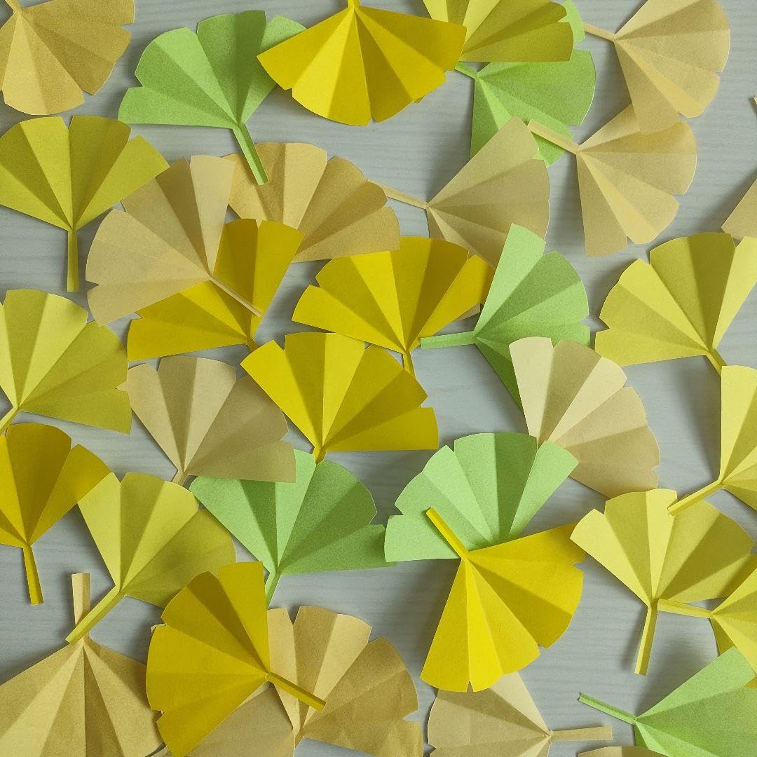 Amazon.co.jp: 折り紙 もみじいちょうコスモス 切り紙秋の壁面飾り