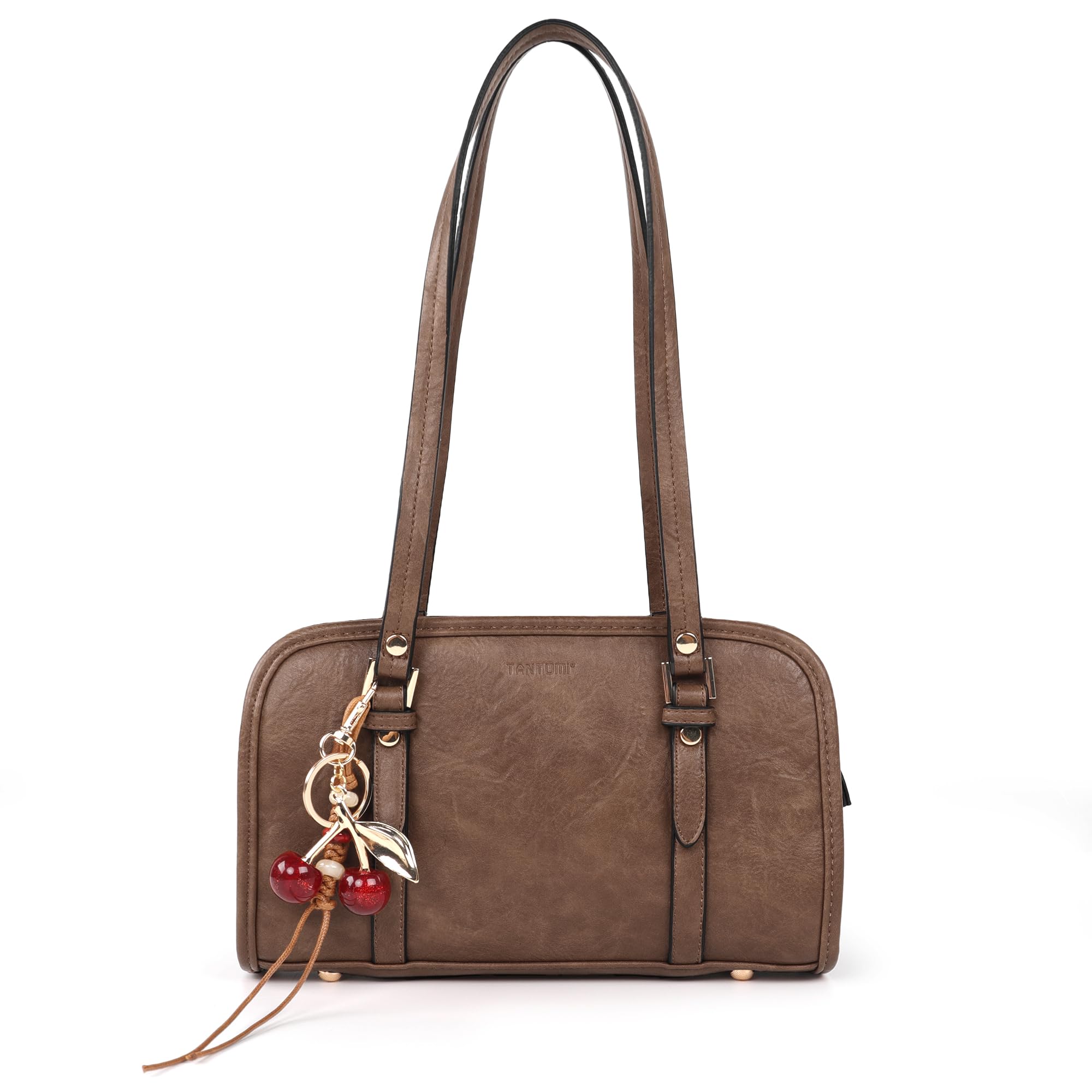 TANTOMI Bolso Y2K de cuero vegano, bolso Y2K con colgante de cereza, bolsa de hombro para el trabajo, correr, compras, citas y viajes cortos
