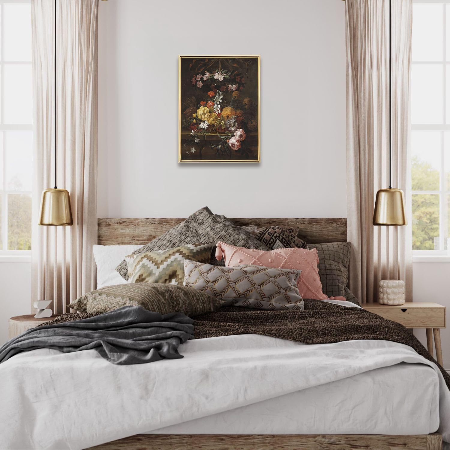 NymphFable Poster Su Tela Fiori Vintage 30x40 Cm - Decorazione Murale Senza Cornice Per Camera Da Letto E Soggiorno - 6