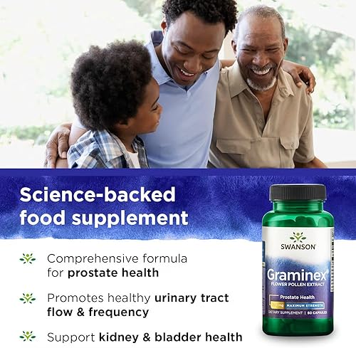 Miniatura 4 de Swanson Max-Strength Graminex Flower Polen Ext Próstata Salud Urinaria Función 500 Miligramos 60 Cápsulas