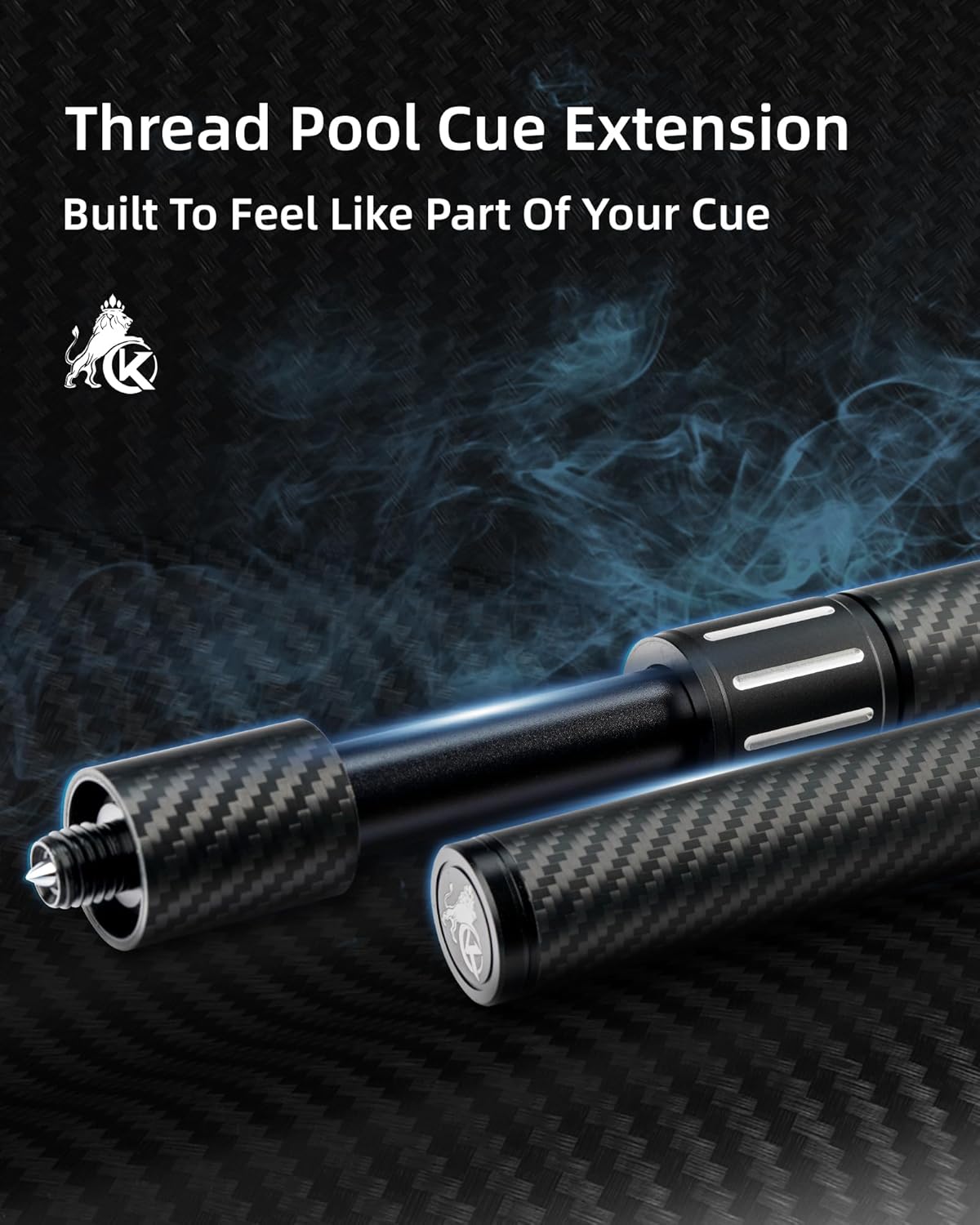 KONLLEN Pool Cue Extension with 3 Bumpers Carbon Fiber Billiards Cue Extension Billiard Accessories for Pool Sticks