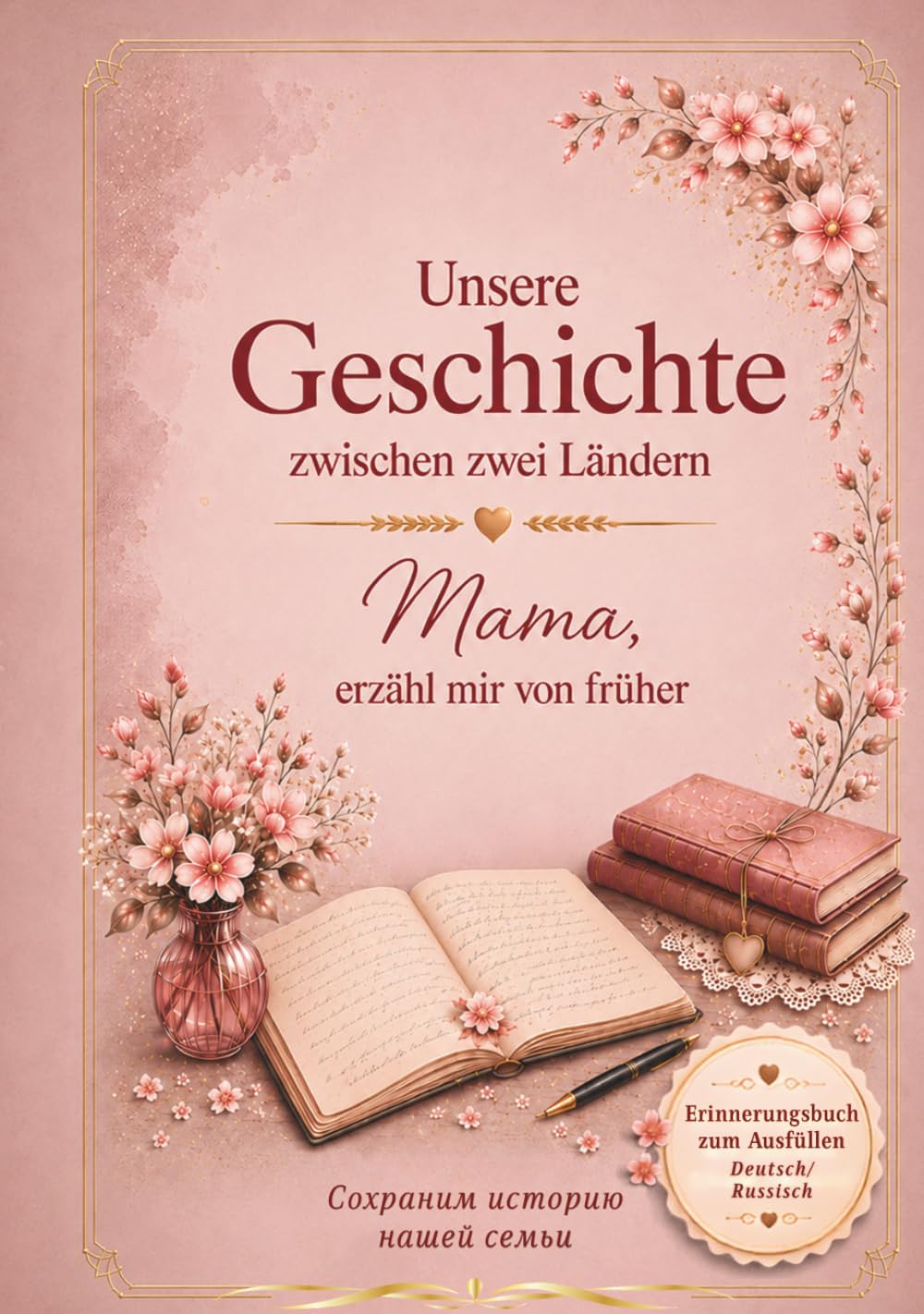 Unsere Geschichte zwischen zwei Ländern – Mama, erzähl mir von früher Сохраним историю нашей семьи: Zweisprachiges Erinnerungsbuch zum Ausfüllen (Deutsch-Russisch) | Familiengeschichte bewahren