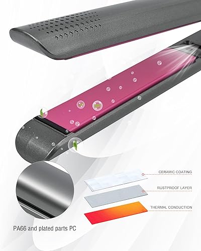 Miniatura 3 de JAKSENR Alisador de pelo 2 en 1, rizador de pelo plano con iones negativos, control de encrespamiento, pantalla LED de temperatura, acabado duradero