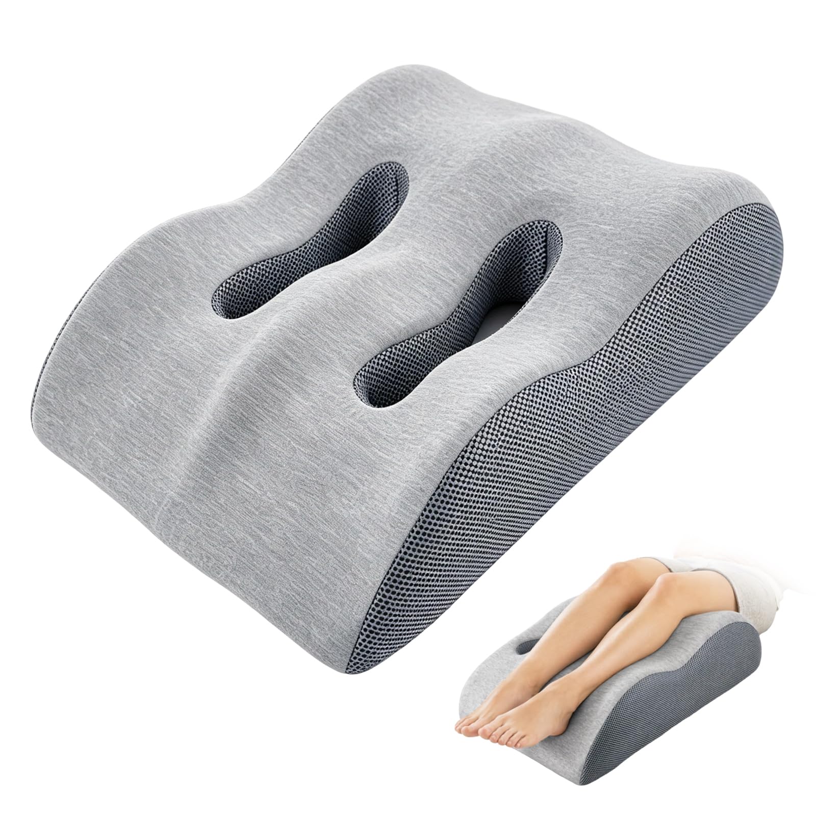 Cojín Piernas Espuma Viscoelástica Ergonómico Transpirable | Cojín soporte piernas viscoelástico, funda extraíble lavable, dos colores para descanso doméstico y convalecencia