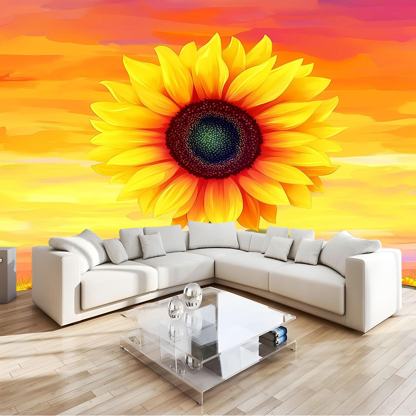 Tapisserie intissé tournesols saine et sans odeur pour chambre d'enfant