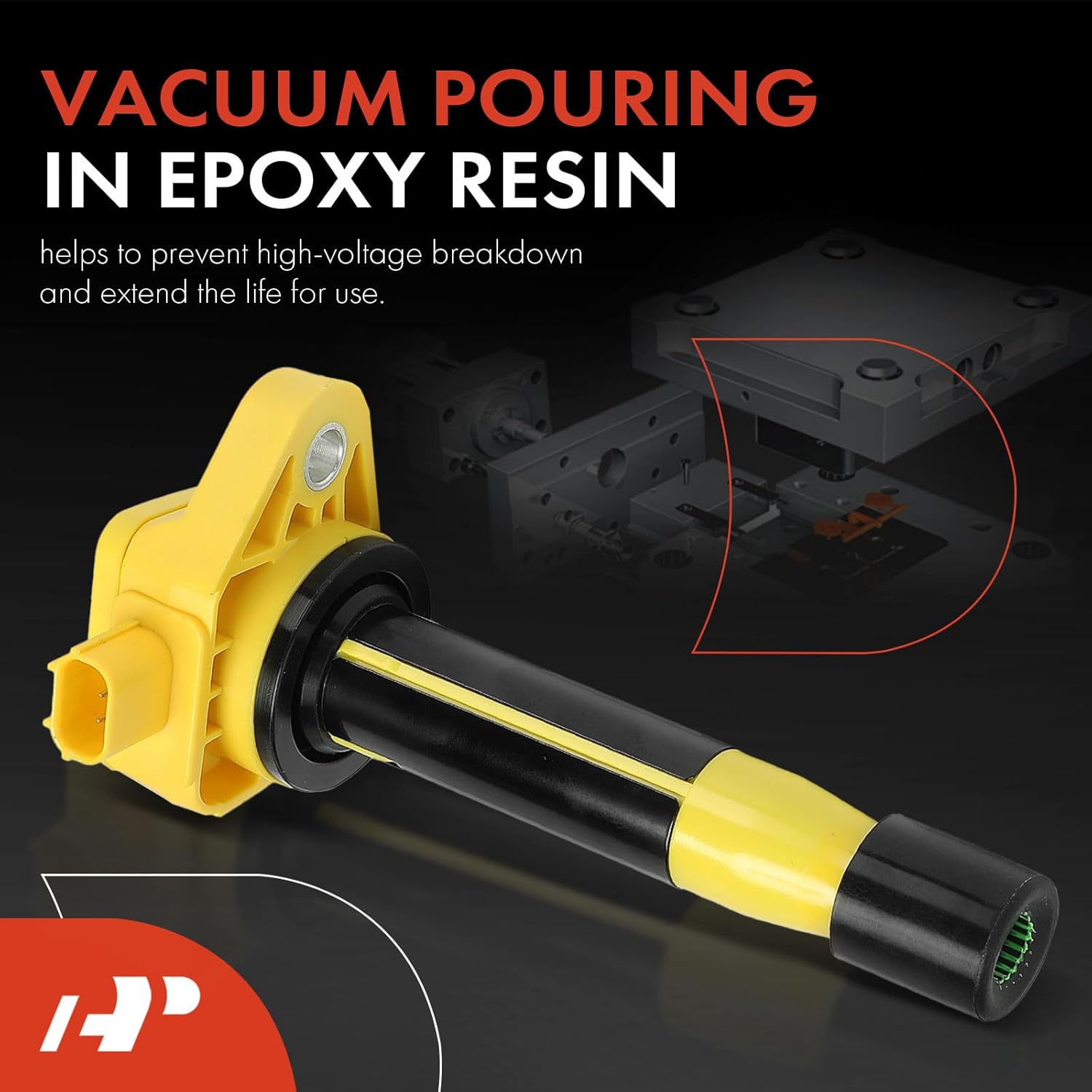 A-Premium Engine Ignition Coil Pack Compatible with Honda Accord 2008-2012, Accord Crosstour, Pilot, Odyssey, Ridgeline, Crosstour & Acura MDX, RDX, TSX, TL, ZDX, RL, 3.5L 3.7L, Yellow, Set of 6