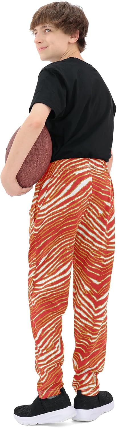 Zubaz NFL Kids Youth 4-18 Original Z88 Pants, Classic Zebra Football Team Color Bottoms for Boys and Girls