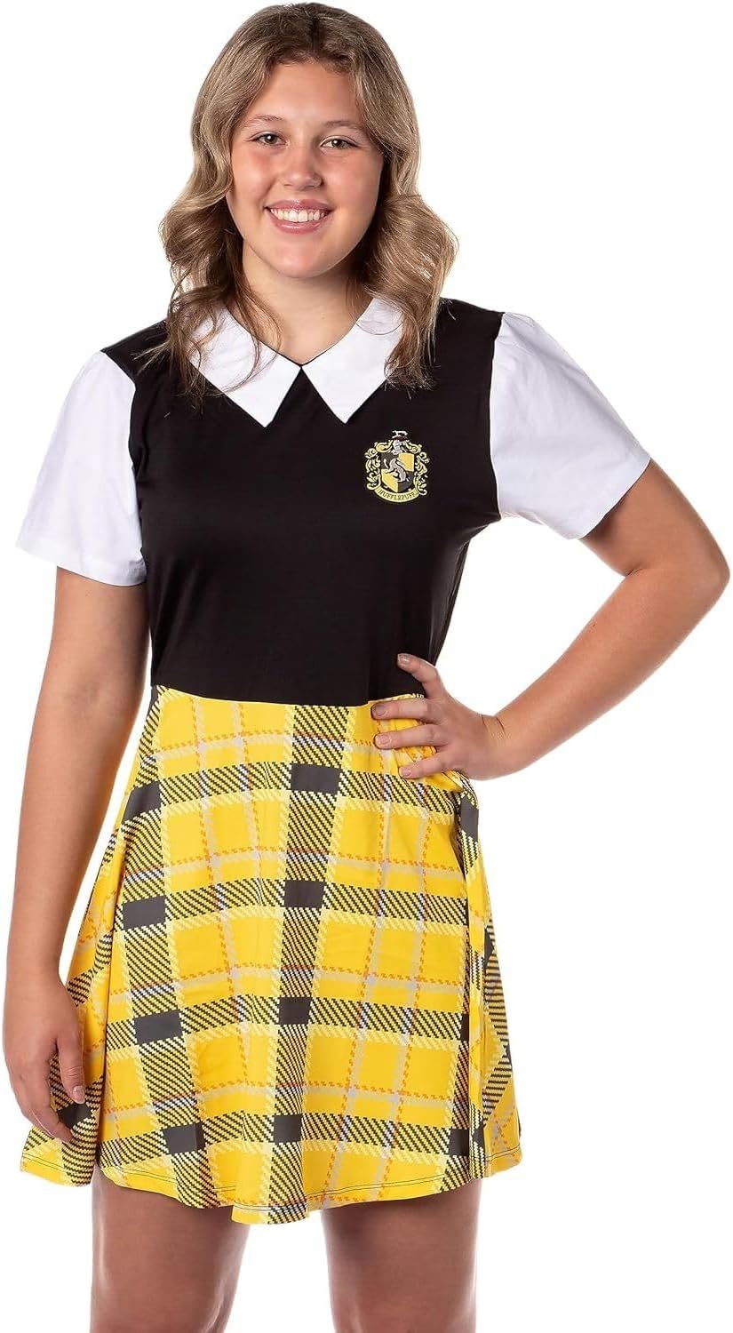 Harry Potter Costume Dress Cosplay Plaid Skirt Dresses for Women Juniors, All 4 Hogwarts Houses Available
