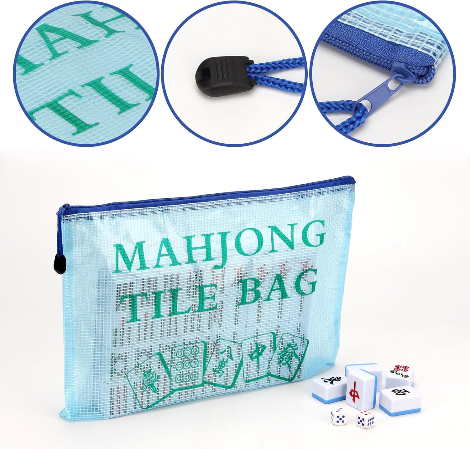 2 PCS Mahjong Tile Bag, American Mahjong Storage, Mahjong Gifts Accessories, Mahjong Case for American Mahjong Set (Case Only) (Blue)