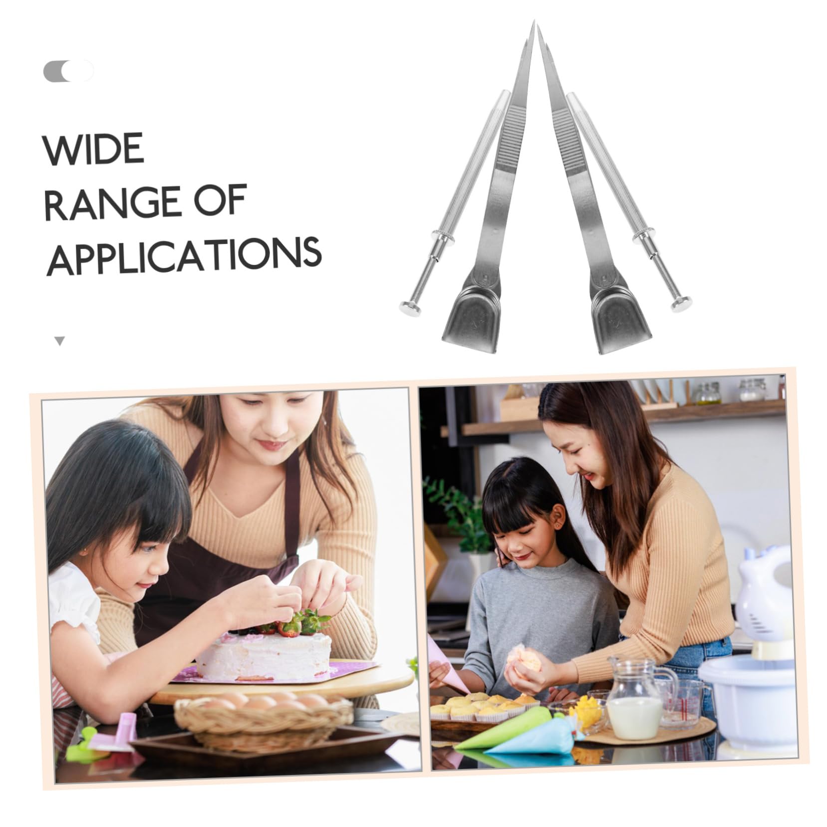 Ciieeo 5sets Strumenti per Decorare Torte Alluminio con Pinzette e Scopino per Utensili per Decorazioni Eleganti per Dolci e Biscotti
